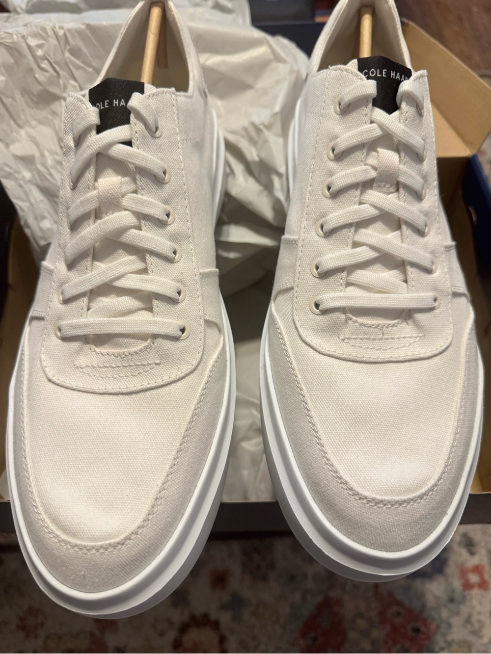 Cole Haan Men’s Off-White Canvas Low-Top Sneakers